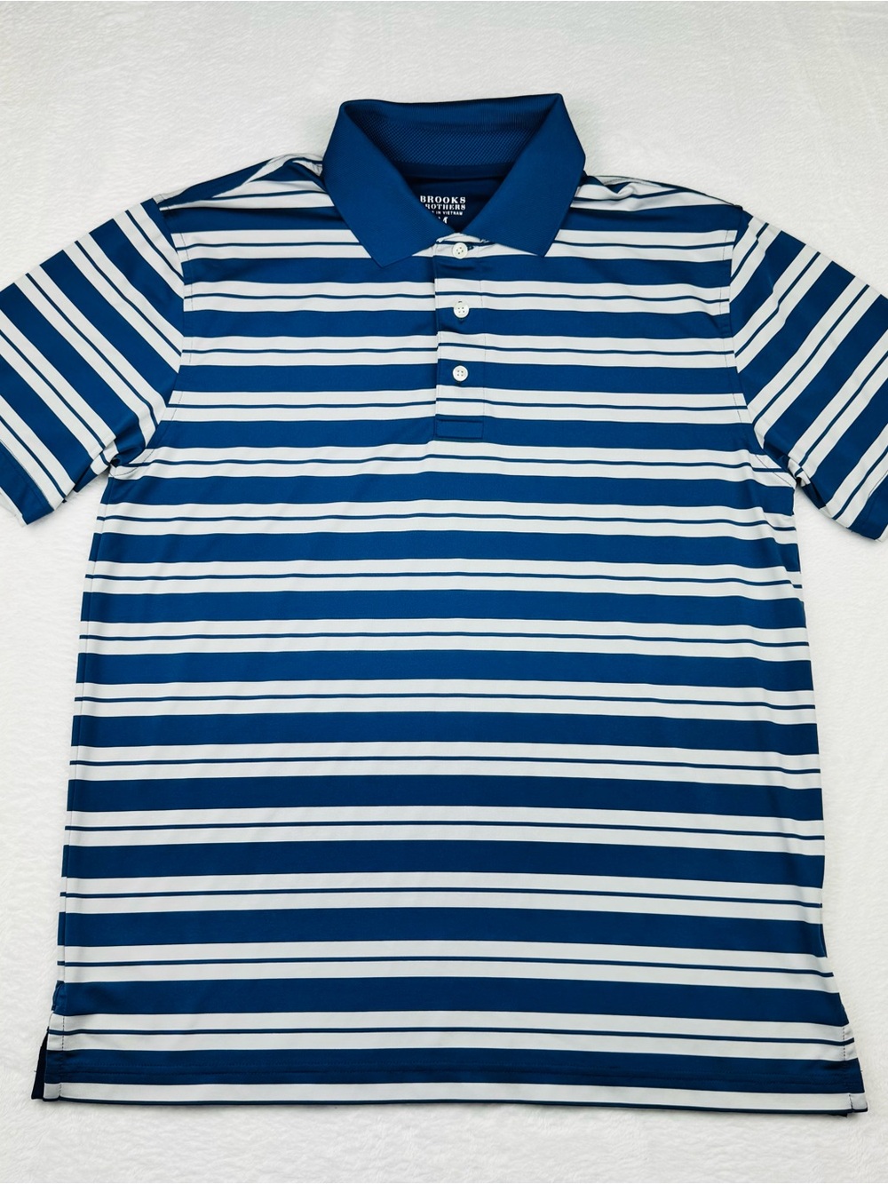 Brooks Brothers Blue/ light gray striped polo shirt. Size M. Excellent condition